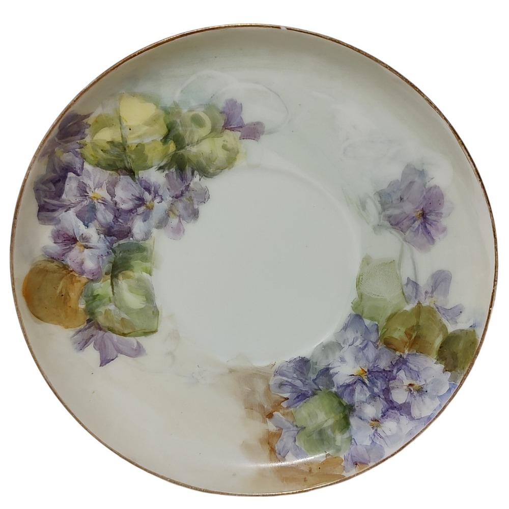 Antique Haviland Limoges Saucer Hand Painted Violets Bone China France 5.75 Inch